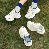 SANFU 三福 女士运动鞋新款慢跑时尚不规则线条拼色厚底百搭老爹鞋825331