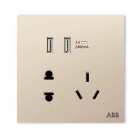 ABB 盈致系列 金色 五孔带双USB插座