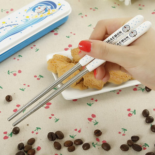 WINTERPALACE 餐具三件套不锈钢便携式儿童个人筷子套装勺子叉子收纳盒 粉猫
