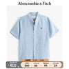 Abercrombie & Fitch 男装 24春夏休闲百搭小麋鹿纽扣式亚麻衬衫 356265-2 浅蓝色 M (180/100A)