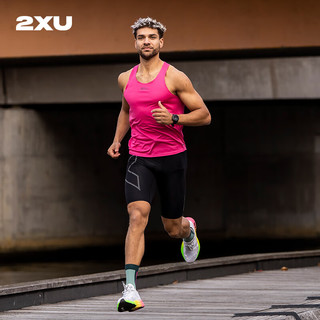 2XULight Speed系列运动背心男马拉松跑步服无袖上衣轻薄速干 紫红色/黑色反光 XL