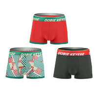 杜比骑士男士内裤男莫代尔抗菌多色圣诞礼盒男平脚裤四角裤3条装 【XL】漂白+圣诞红+活性黑 请留意款式图中的(尺码)