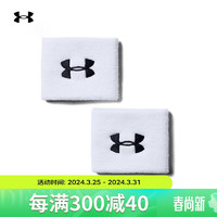 安德玛 UNDERARMOUR）男子3英寸训练运动腕带-2件装1276991 白色100 均码