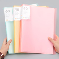 chanyi 创易 5个装糖果色文件夹透明插页资料册60页/80页学生用文具多层大容量