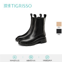 tigrisso 蹀愫 冬美拉德英伦厚底增高烟筒靴加绒切尔西靴TA41703-51t