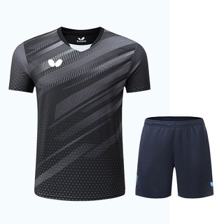 蝴蝶球衣乒乓球服2022男女运动服儿童短袖套装张继科运动 男款套装        宝蓝色 3XL