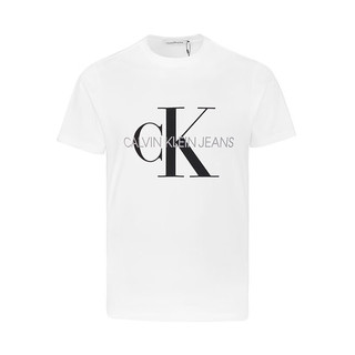 卡尔文·克莱恩（Calvin Klein）男装CK男装大logo字母图案男士短袖T恤98992 白色 XL