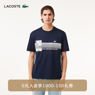 LACOSTE法国鳄鱼男装24年时尚复古短袖T恤TH9426 166/藏青色 4 /175