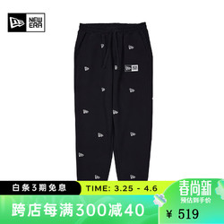 NEW ERA 纽亦华 经典老花系列款直筒运动休闲长裤卫裤 13560518-黑色 M