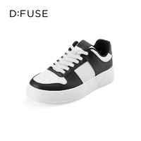 D:FUSE Dfuse迪芙斯2024春季新款黑白板鞋休闲绑带厚底运动鞋DF41112013