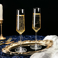 Delisoga 欧式香槟杯6只套装创意水晶玻璃酒杯高脚杯一对起泡酒杯手工甜酒 2只-旋律杯200ML