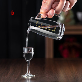 格娜斯（CRISTALGLASS）白酒杯分酒器套装家用酒具10壶10杯二两分酒壶玻璃烈酒杯长辈 10壶10高脚杯+金山双层金属架