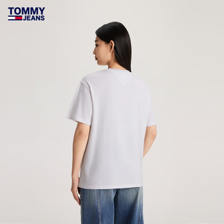 TOMMY JEANS24春季女纯棉美式复古徽章印花宽松短袖T恤DW0DW17824 白色YBR L