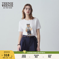 Teenie Weenie【索罗娜】小熊2024年夏季白色短袖T恤短款上衣 白色 165/M