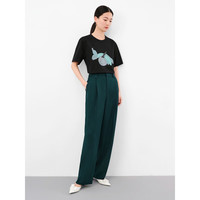 玖姿·安娜蔻甜蜜盛夏简约休闲樱桃刺绣宽松短袖T恤女2024夏季 经典黑 S