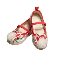 汉风 汉服鞋女童绣花鞋 中国风古装手工老北京儿童布鞋