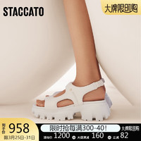 STACCATO 思加图 夏季糖霜雪芙休闲凉鞋厚底增高纯凉鞋女EBK33BL3 米色 40