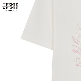 Teenie Weenie【水柔棉】小熊2024年夏季印花白色短袖T恤时尚 象牙白 170/L