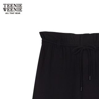 Teenie Weenie小熊2024年夏季仿麻花苞阔腿长裤垂感休闲裤时髦 黑色 175/XL