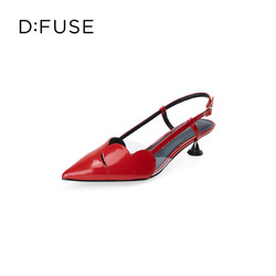 D:FUSE [龘龘之旅]Dfuse迪芙斯2024春夏季新款牛皮尖头细跟高跟单鞋凉鞋