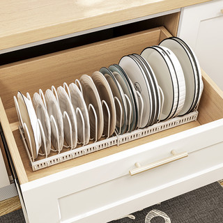 品芝厨房置物架下水槽沥水碗碟架可伸缩碗盘收纳架间距可调节放碗架子 13个卡扣-白色