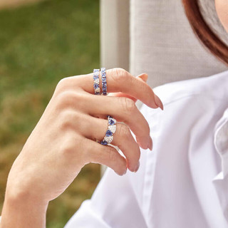 APM Monaco蓝色方形戒指气质高级简约叠带指环时尚饰品 52