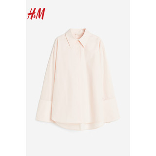 H&M女装衬衫2024春季休闲翻领长袖宽松衬衣1224422 柔粉色 170/116A