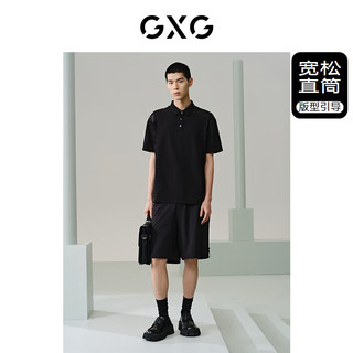 GXG男装 暗纹设计休闲短裤时尚运动裤 24年夏G24X222032 黑色 185/XXL