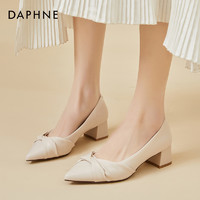 DAPHNE 达芙妮 粗跟高跟鞋气质新款夏季尖头单鞋法式轻奢百搭女鞋
