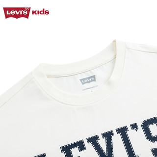 Levi's李维斯童装24夏季男童复古短袖T恤儿童学院风上衣 糖果白 110/52(4)