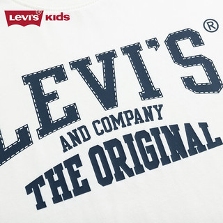 Levi's李维斯童装24夏季男童复古短袖T恤儿童学院风上衣 糖果白 130/64(7)