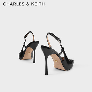 CHARLES&KEITH24春法式尖头细高跟鞋凉鞋SL1-61790021 Black Box黑色 39