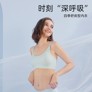 婧麒（JOYNCLEON）哺乳内衣女薄款大码大胸孕期产后喂奶聚拢全罩杯文胸 冰川湖蓝【高弹不勒】 S