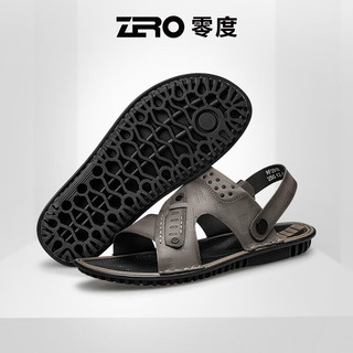 零度Zero男鞋2024夏季手工缝制凉拖鞋防滑耐磨透气沙滩凉鞋 灰色 39