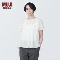 无印良品（MUJI）  女式 强捻 短袖罩衫 女士衬衫衬衣内搭夏季款 BC2J8C4S 白色 XS 150/76A