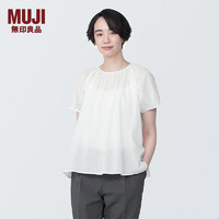 MUJI 無印良品 无印良品（MUJI）  女式 强捻 短袖罩衫 女士衬衫衬衣内搭夏季款 BC2J8C4S 白色 M 160/84A