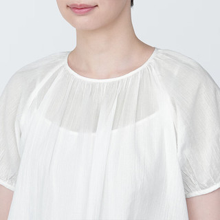 无印良品（MUJI）  女式 强捻 短袖罩衫 女士衬衫衬衣内搭夏季款 BC2J8C4S 白色 XL 165/92A