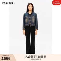 PSALTER 诗篇 线上专选2024春美式复古学院风立领流苏钉珠牛仔外套 复古蓝 38