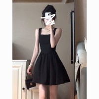 法式高级感赫本风黑色吊带连衣裙子女夏季2024新款小个子气质短裙