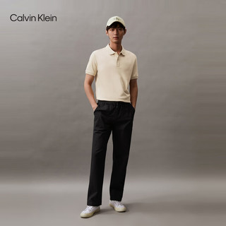 Calvin Klein Jeans24春夏男士纯棉双面针织印花休闲短袖POLO衫J326333 LFU-豆汁黄 XL