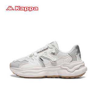 卡帕（Kappa）【龙年】老爹鞋子女春季厚底运动鞋 冰川灰/经典白 38