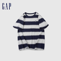 Gap 盖璞 男女撞色条纹短袖T恤 889282 蓝白条纹 XXL