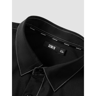 森马（Semir）短袖衬衫男2024夏季通勤易打理上衣潮流工装风 黑色90001 180/96A/XL