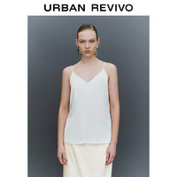 URBAN REVIVO UR2024夏季女装时尚简约基础质感短款V领吊带衫UWG240091 冷灰 M
