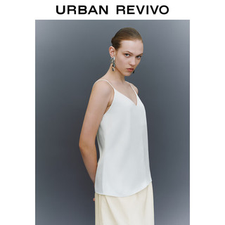 URBAN REVIVO UR2024夏季女装时尚简约基础质感短款V领吊带衫UWG240091 冷灰 M