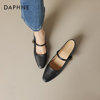 达芙妮（DAPHNE） 玛丽珍女鞋2024年春季复古尖头单鞋女 黑色 35