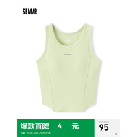 森马（Semir）背心女短款紧身字母2024夏季圆领上衣显瘦百搭 柠绿40173 160/84A/M