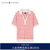 TOMMY HILFIGER24春夏女装莱赛尔微弹条纹宽松V字领短袖POLO衫76J4692 红白条纹44Q L （：120-130斤）