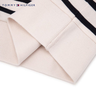 TOMMY HILFIGER24春夏女装莱赛尔微弹条纹宽松V字领短袖POLO衫76J4692 黑白条纹FAP XL （：130-150斤）