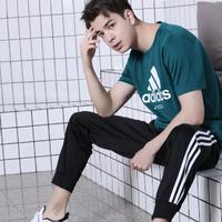 adidas 阿迪达斯 短袖t恤夏季男式运动微弹大LOGO上衣女式